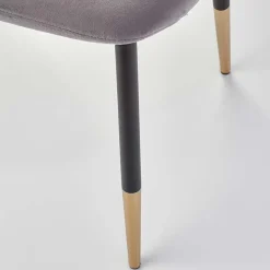 Garnero Arredamenti Sedie In Tessuto-Sedia sala da pranzo imbottita in velluto acciaio nero oro Nubia Grigio
