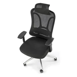 Garnero Arredamenti Sedie Da Ufficio|Sedie Scrivania Ufficio-Sedia ufficio regolabile con braccioli in tessuto nero Arcuri