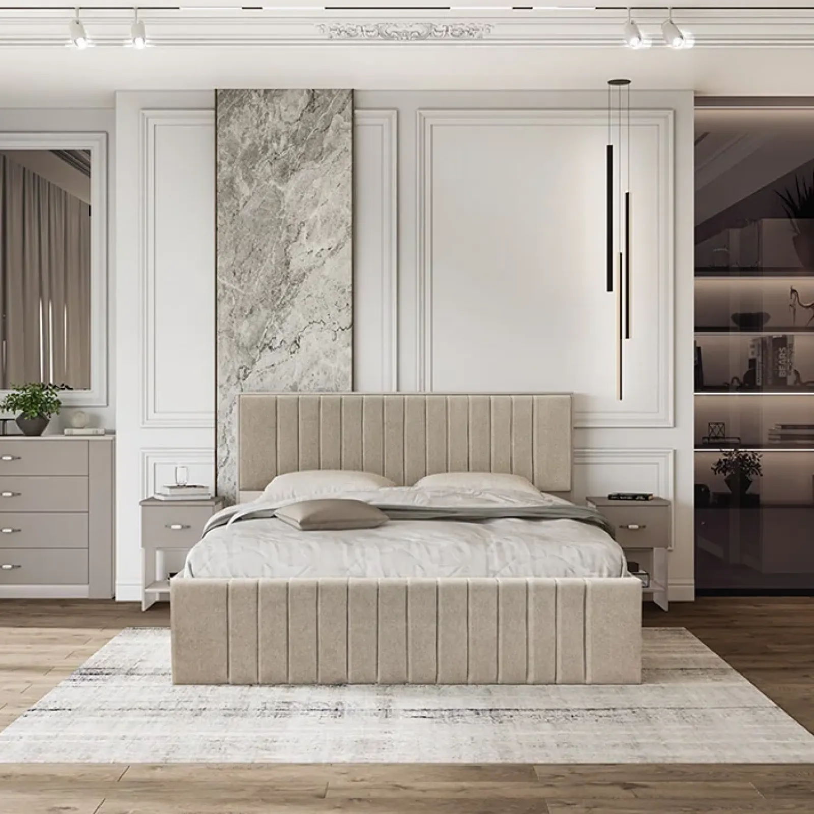 Garnero Arredamenti Comodini Cameretta|Comò-Set 2 comodini moderni 40x59h cm 1 cassetto beige Emporio