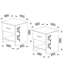Garnero Arredamenti Comodini Cameretta|Comò-Set 2 comodini moderni 40x59h cm 1 cassetto beige Emporio