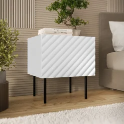 Garnero Arredamenti Comodini|Comò-Set 2 comodini 47x52h cm 1 anta con frontali decorati bianco Daniele Bianco Opaco