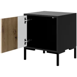 Garnero Arredamenti Comodini|Comò-Set 2 comodini 44x49h cm 1 anta rovere nero Duble