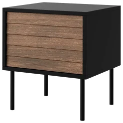 Garnero Arredamenti Comodini|Comò-Set 2 comodini 45x51h cm 1 anta noce nero Wild Noce - Nero opaco