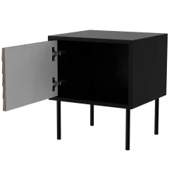Garnero Arredamenti Comodini|Comò-Set 2 comodini 45x51h cm 1 anta noce nero Wild Noce - Nero opaco