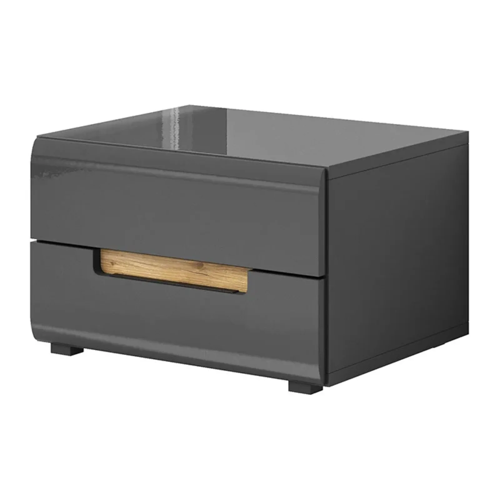 Garnero Arredamenti Comodini|Comò-Set 2 comodini 52x35h cm 2 cassetti lucido rovere Dubai Gihome® Antracite