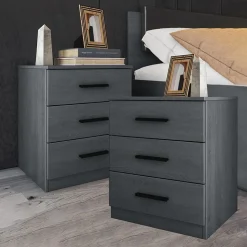 Garnero Arredamenti Comodini Cameretta|Comò-Set 2 comodini 46x56h cm 3 cassetti moderni Cortina Gihome® Ossido