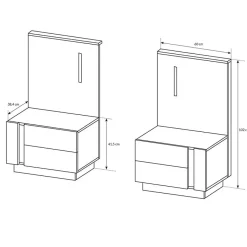 Garnero Arredamenti Comodini|Comò-Set 2 comodini 60x102h cm design bianco lucido rovere Noa