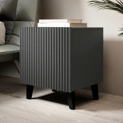 Garnero Arredamenti Comodini|Comò-Set 2 comodini 45x52h cm moderni cannettato Essence Antracite