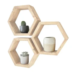 Garnero Arredamenti Mensole E Pensili-Set 3 mensole soggiorno design moderno pino chiaro Furnari