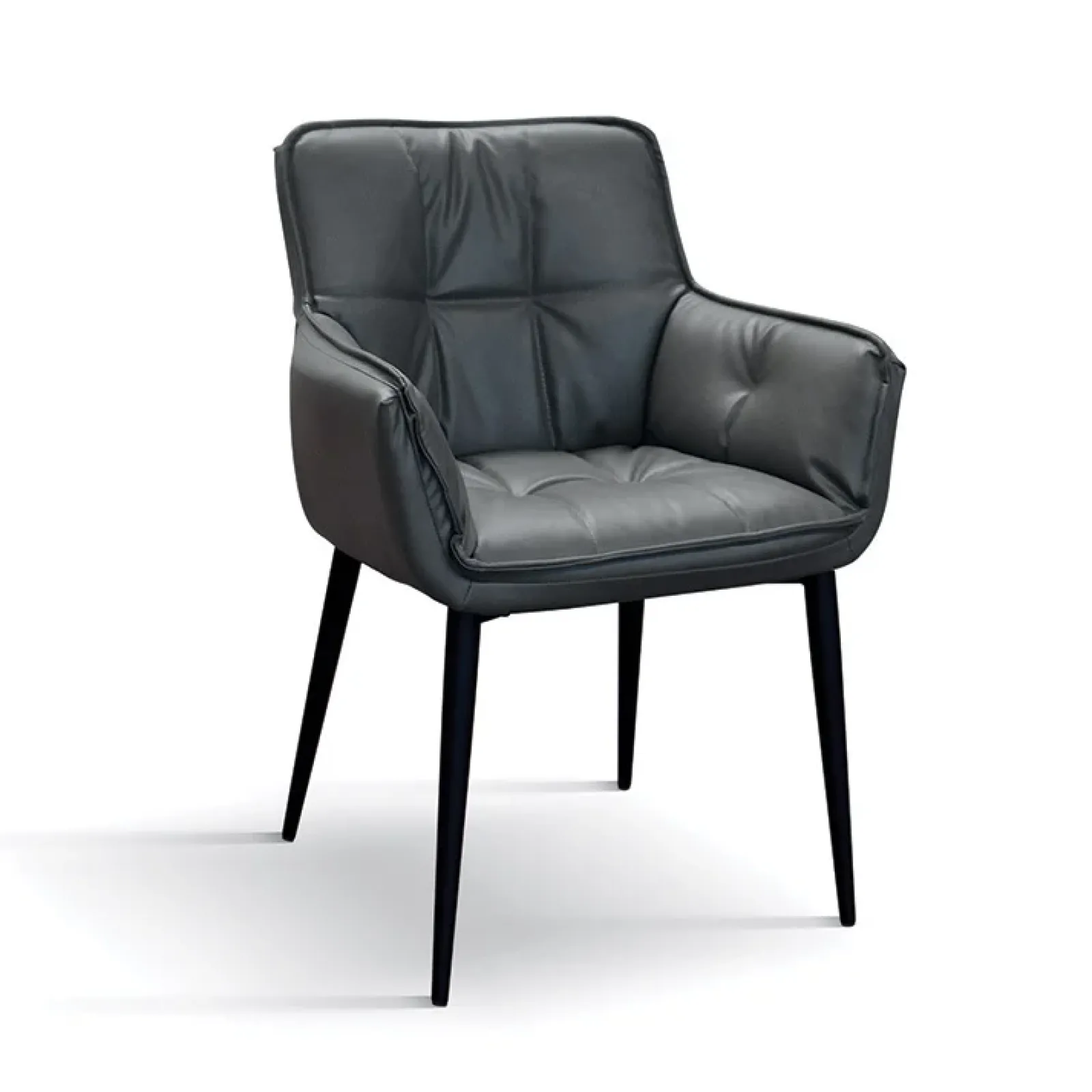 Garnero Arredamenti Poltroncine Imbottite-Set 2 poltrone imbottite in ecopelle grigia gambe in metallo Cassina Antracite