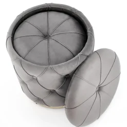 Garnero Arredamenti Pouf-Set 2 pouf con contenitore in velluto Emil Grigio