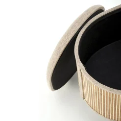 Garnero Arredamenti Pouf-Set 2 pouf con contenitore in tessuto beige rovere Gandalf