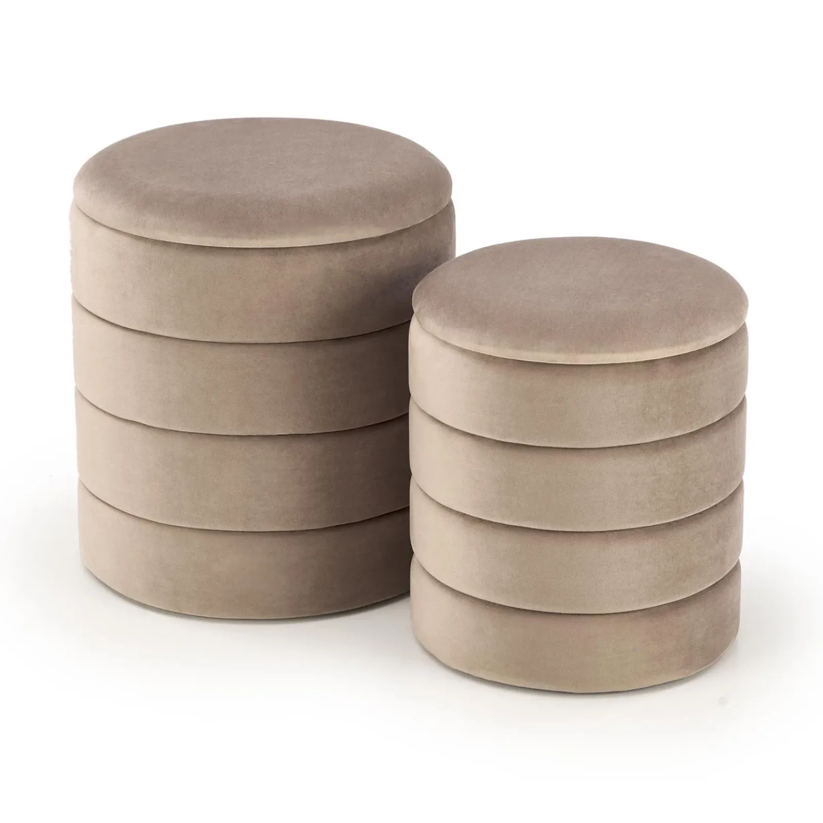 Garnero Arredamenti Pouf-Set 2 pouf contenitori in velluto Xavier Beige