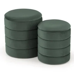 Garnero Arredamenti Pouf-Set 2 pouf contenitori in velluto scuro Xavier Verde