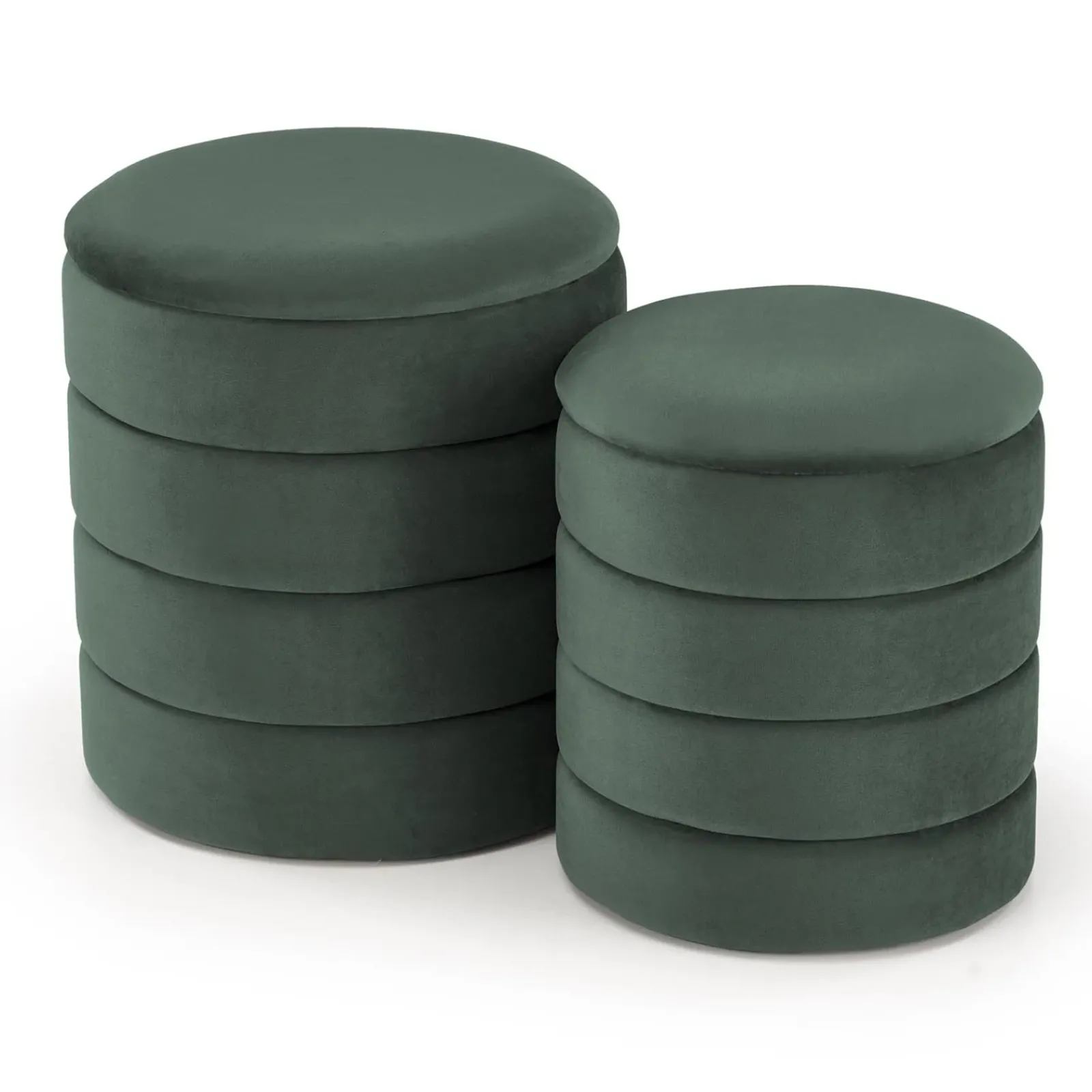 Garnero Arredamenti Pouf-Set 2 pouf contenitori in velluto scuro Xavier Verde
