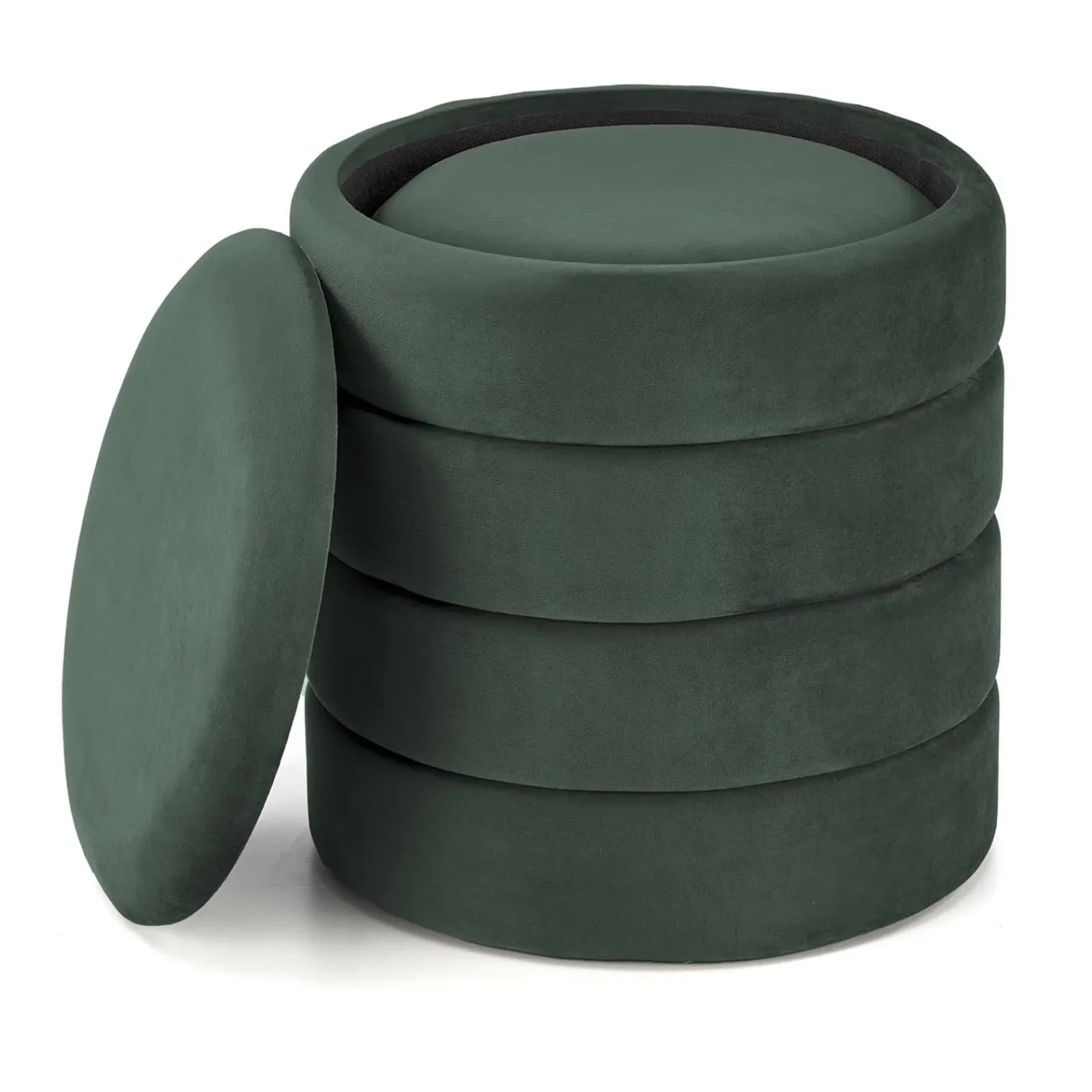 Garnero Arredamenti Pouf-Set 2 pouf contenitori in velluto scuro Xavier Verde