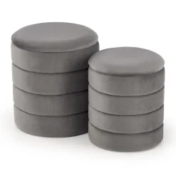 Garnero Arredamenti Pouf-Set 2 pouf contenitori in velluto Xavier Grigio