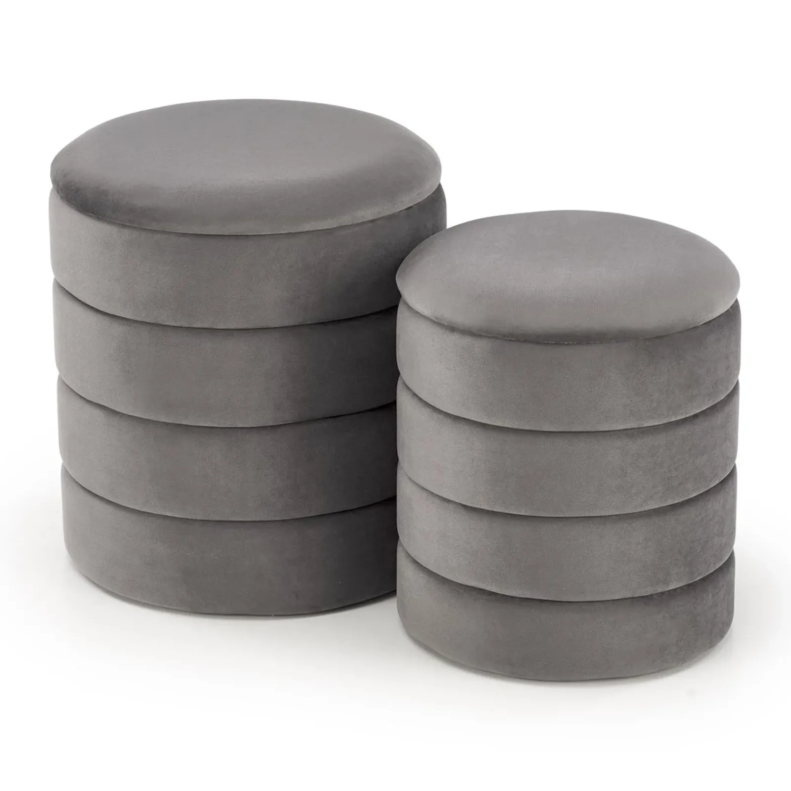 Garnero Arredamenti Pouf-Set 2 pouf contenitori in velluto Xavier Grigio