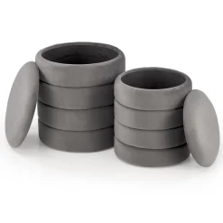 Garnero Arredamenti Pouf-Set 2 pouf contenitori in velluto Xavier Grigio