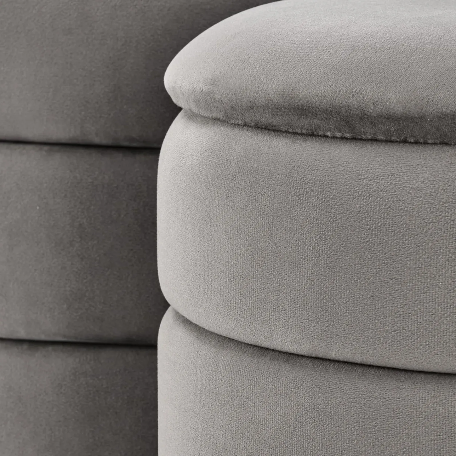 Garnero Arredamenti Pouf-Set 2 pouf contenitori in velluto Xavier Grigio