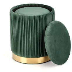 Garnero Arredamenti Pouf-Set 2 pouf design da salotto contenitore in velluto verde Cubal Verde - Oro