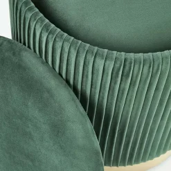 Garnero Arredamenti Pouf-Set 2 pouf design da salotto contenitore in velluto verde Cubal Verde - Oro