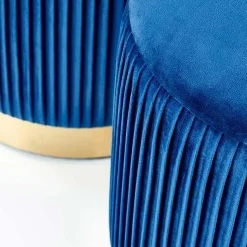 Garnero Arredamenti Pouf-Set 2 pouf in velluto contenitore blu oro Cubal Blu - Oro