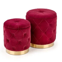 Garnero Arredamenti Pouf-Set 2 pouf moderno contenitore in velluto Emil Bordeaux
