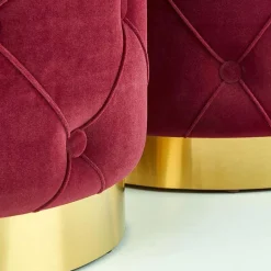 Garnero Arredamenti Pouf-Set 2 pouf moderno contenitore in velluto Emil Bordeaux