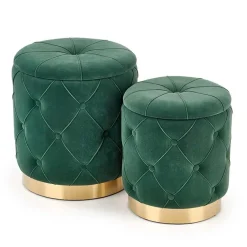 Garnero Arredamenti Pouf-Set 2 pouf moderno contenitore in velluto Emil Verde