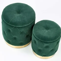 Garnero Arredamenti Pouf-Set 2 pouf moderno contenitore in velluto Emil Verde