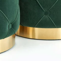Garnero Arredamenti Pouf-Set 2 pouf moderno contenitore in velluto Emil Verde