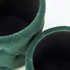 Garnero Arredamenti Pouf-Set 2 pouf moderno contenitore in velluto Emil Verde