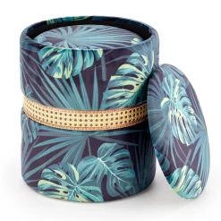 Garnero Arredamenti Pouf-Set 2 pouf rotondi contenitore in tessuto moderni multicolore Thalia