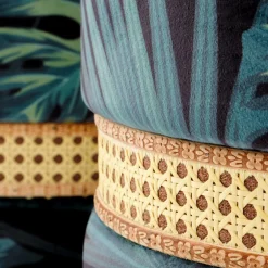 Garnero Arredamenti Pouf-Set 2 pouf rotondi contenitore in tessuto moderni multicolore Thalia