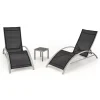 Garnero Arredamenti Salotto Da Giardino-Set 2 sdraio da giardino con tavolino relax nero grigio Marea