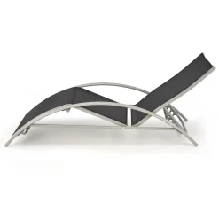 Garnero Arredamenti Salotto Da Giardino-Set 2 sdraio da giardino con tavolino relax nero grigio Marea