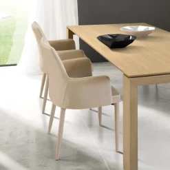 Garnero Arredamenti Sedie Sala Attesa|Sedie In Tessuto-Set 4 sedie da pranzo con braccioli in tessuto tortora Scarlett Gihome®