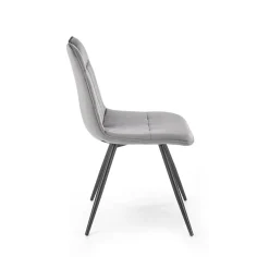 Garnero Arredamenti Sedie In Tessuto-Set 4 sedie da pranzo imbottite in velluto grigia Samira Grigio