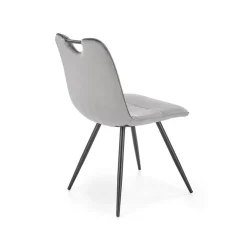 Garnero Arredamenti Sedie In Tessuto-Set 4 sedie da pranzo imbottite in velluto grigia Samira Grigio