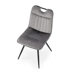 Garnero Arredamenti Sedie In Tessuto-Set 4 sedie da pranzo imbottite in velluto grigia Samira Grigio