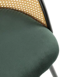 Garnero Arredamenti Sedie In Legno-Set 4 sedie da pranzo in rattan e velluto scuro Triski Verde