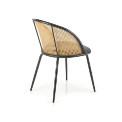 Garnero Arredamenti Sedie In Legno-Set 4 sedie da pranzo in rattan e velluto Triski Grigio