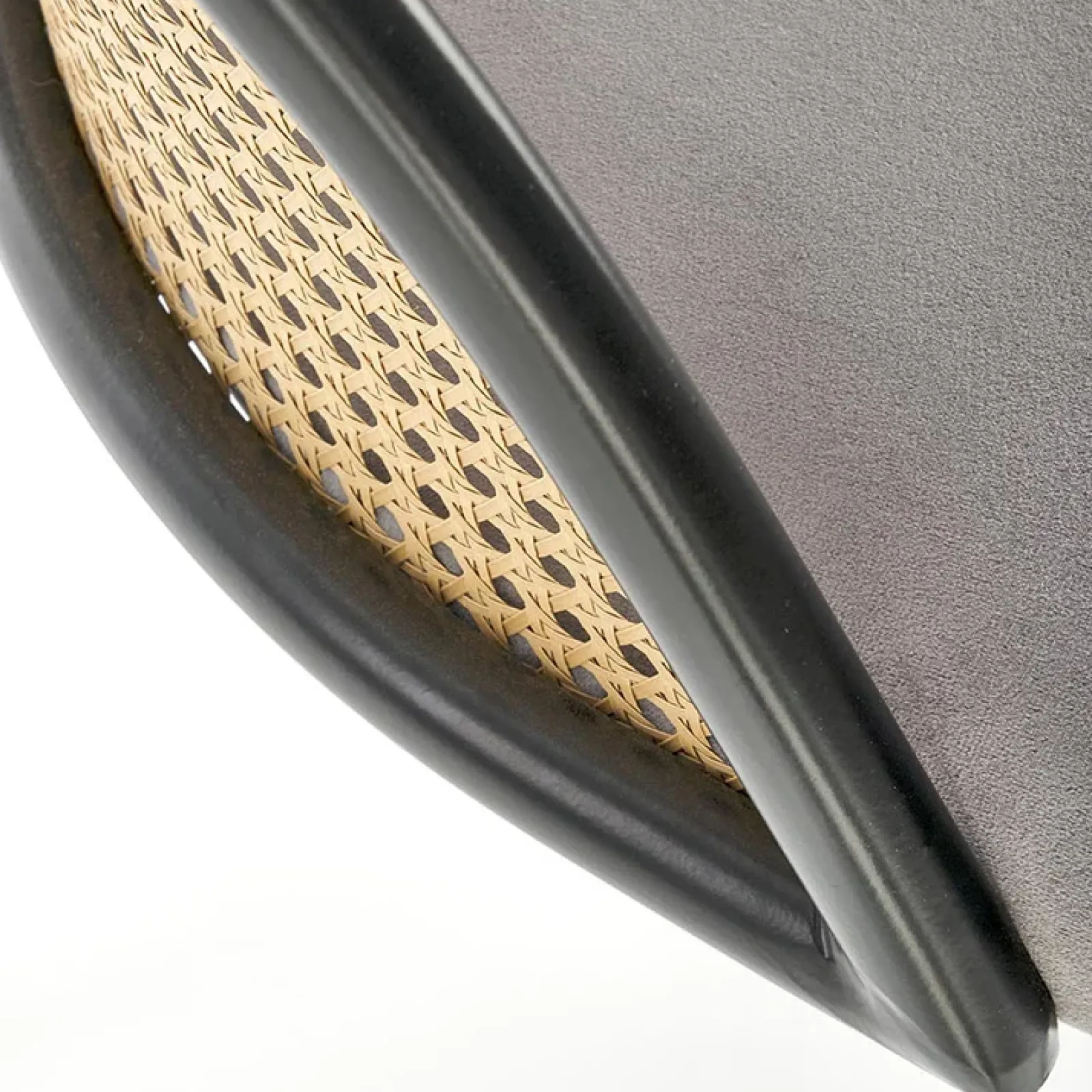 Garnero Arredamenti Sedie In Legno-Set 4 sedie da pranzo in rattan e velluto Triski Grigio