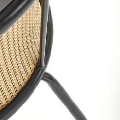 Garnero Arredamenti Sedie In Legno-Set 4 sedie da pranzo in rattan e velluto Triski Grigio