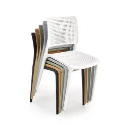 Garnero Arredamenti Sedie Da Giardino|Sedie Polipropilene-Set 4 sedie da pranzo moderne in polipropilene arancione Luanda