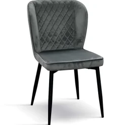 Garnero Arredamenti Sedie In Tessuto-Set 4 sedie da sala imbottite in velluto grigio metallo Dragon