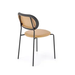 Garnero Arredamenti Sedie Imbottite Ecopelle-Set 4 sedie da sala in rattan ed ecopelle chiaro Tiny Marrone