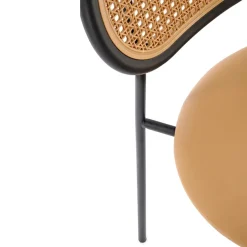 Garnero Arredamenti Sedie Imbottite Ecopelle-Set 4 sedie da sala in rattan ed ecopelle chiaro Tiny Marrone