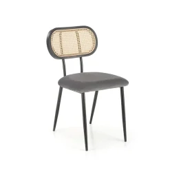 Garnero Arredamenti Sedie In Tessuto-Set 2 sedie da soggiorno in rattan e velluto Paulie Grigio